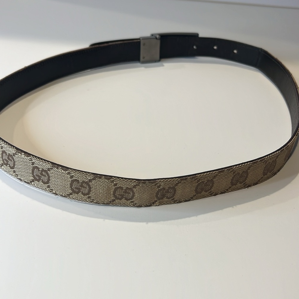 Gucci Beige/Brown GG Canvas and Leather G Buckle Belt 80CM - Picture 5 of 7